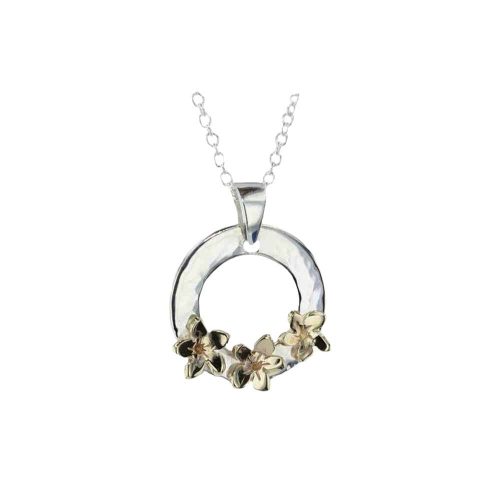 Burren Collection Sterling Silver Burren with 3 9ct Yellow Gold Burren Flowers