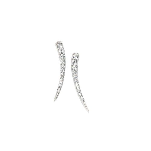 Earrings Sterling Silver Curved Bar Earrings with CZ