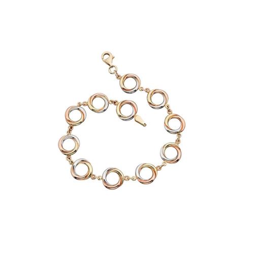 Bracelets 9ct Yellow, White and Rose Gold Circular Link Bracelet