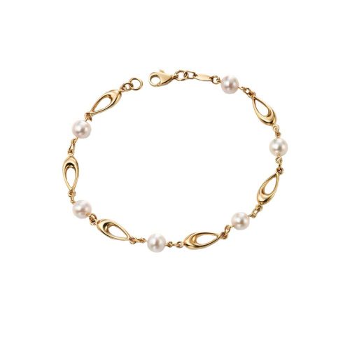 Jewellery 9ct. Yellow Gold and Freshwater Pearl Bracelet