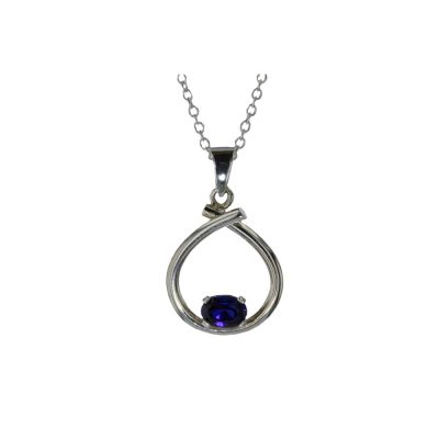 Jewellery Sterling Silver Handforged Pendant with Iolite