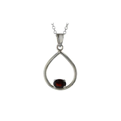 Jewellery Sterling Silver Pendant with Claw Set Garnet