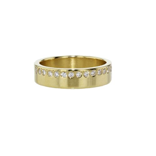 Diamond Rings 18ct Yellow Gold Ring with Gypsy set Diamonds
