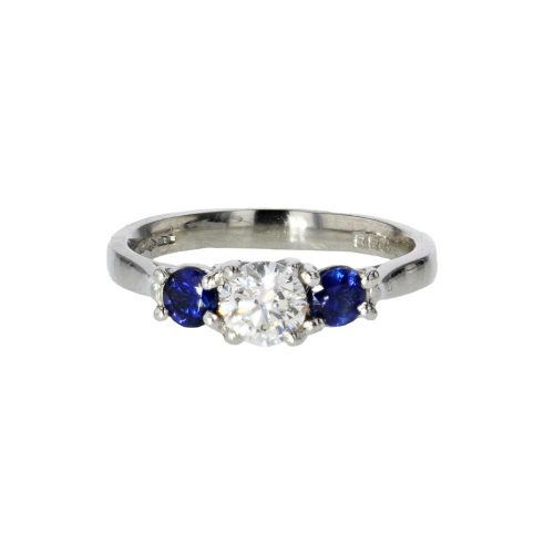 Dress Rings Diamond and Sapphire 3 Stone Platinum Ring