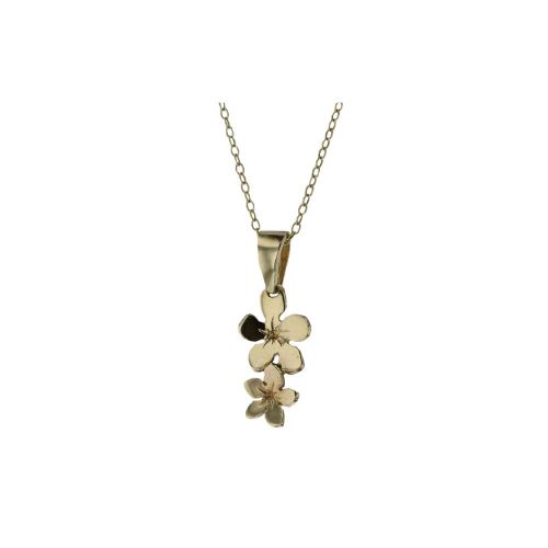 Burren Collection 9ct Yellow Gold Burren Flower Pendant with 2 Flowers