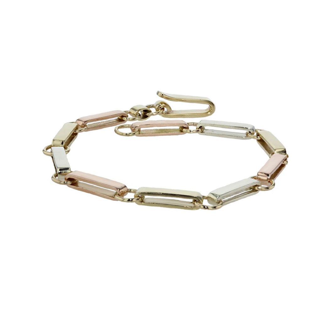 Jewellery Yellow, White and Rose Gold Handmade Link Bracelet