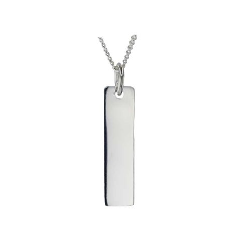 Jewellery Sterling Silver Dog Tag Rectangular Pendant
