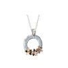 Burren Collection Sterling Silver Pendant with 3 9ct Rose Gold Burren Flowers