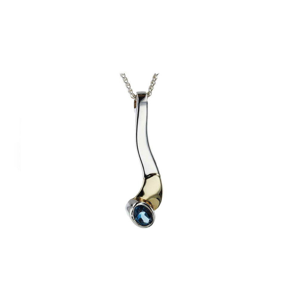 Jewellery Blue Topaz Silver Pendant with 9ct Gold Overlay