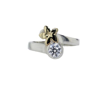 Burren Collection Sterling Silver Ring with 9ct Yellow Gold Burren Flower
