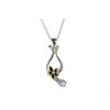 Burren Collection Sterling Silver Pendant with Yellow Gold Burren Flower & Blue Topaz
