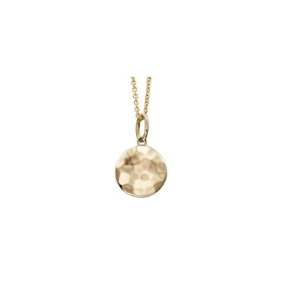 Jewellery 9ct Yellow Gold Hammered Disc Pendant