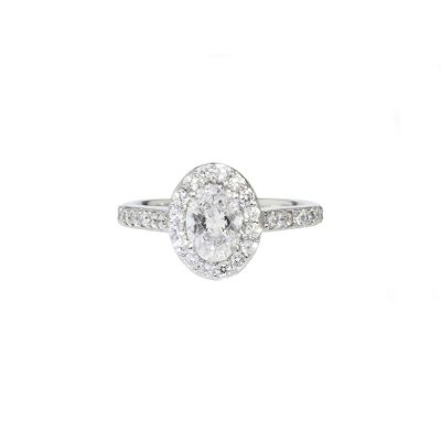 Engagement and Diamond Rings Platinum Oval Diamond Cluster Ring