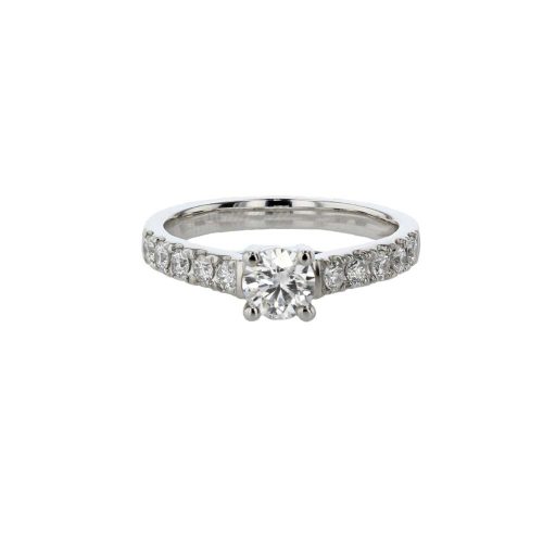 Engagement and Diamond Rings Platinum Solitaire Ring with Diamond Set Shoulders