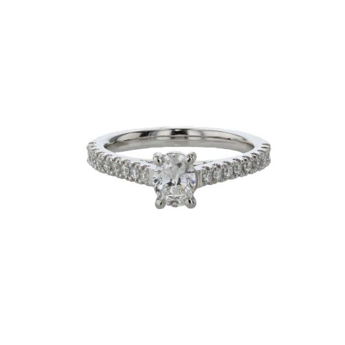 Engagement and Diamond Rings Oval Diamond Solitaire Ring with Diamond Set Shoulders