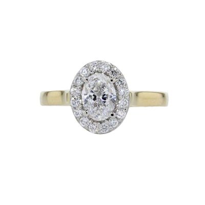 Diamond Rings Oval Diamond Cluster Ring with 18ct Yellow Gold Band