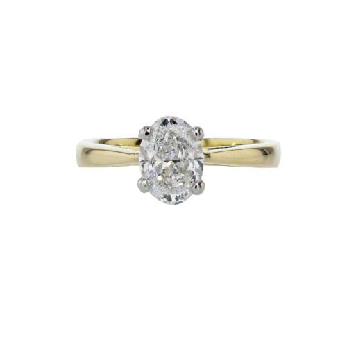 Diamond Rings Oval 1.20ct Diamond Solitaire Ring with 18ct Yellow Gold Band