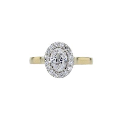 Diamond Rings Oval Diamond Cluster Ring with 18ct Yellow Gold Band