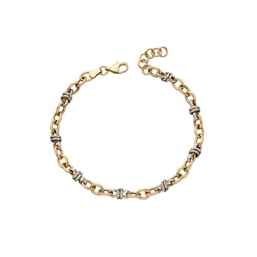 Jewellery Multi Gold Link Bracelet in 9ct White and Yellow Gold
