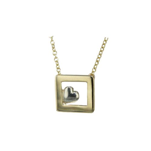 Gold Pendants 9ct Solid Gold Frame with White Gold Heart