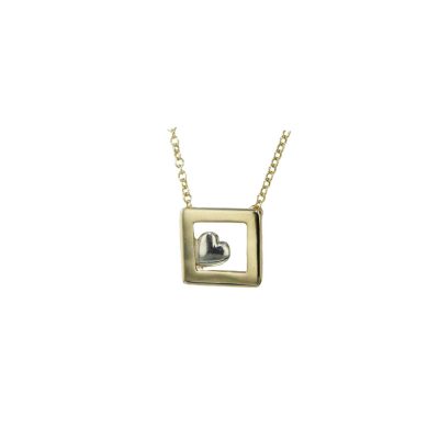 Gold Pendants 9ct Solid Gold Frame with White Gold Heart