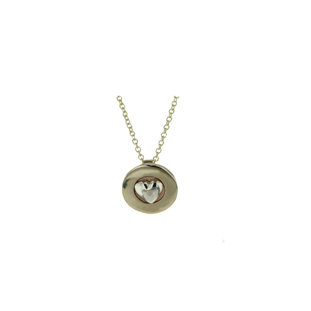 Gold Pendants 9ct. Yellow Gold Pendant with White Gold Heart