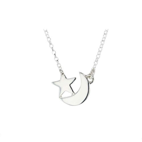Jewellery Handmade Star and Moon Pendant in Sterling Silver