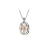 Burren Collection Oval Sterling Silver Pendant with Rose Gold Burren Flower