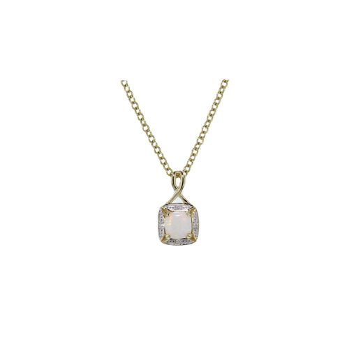 Gold Pendants Opal and Diamond Pendant in 9ct Yellow Gold