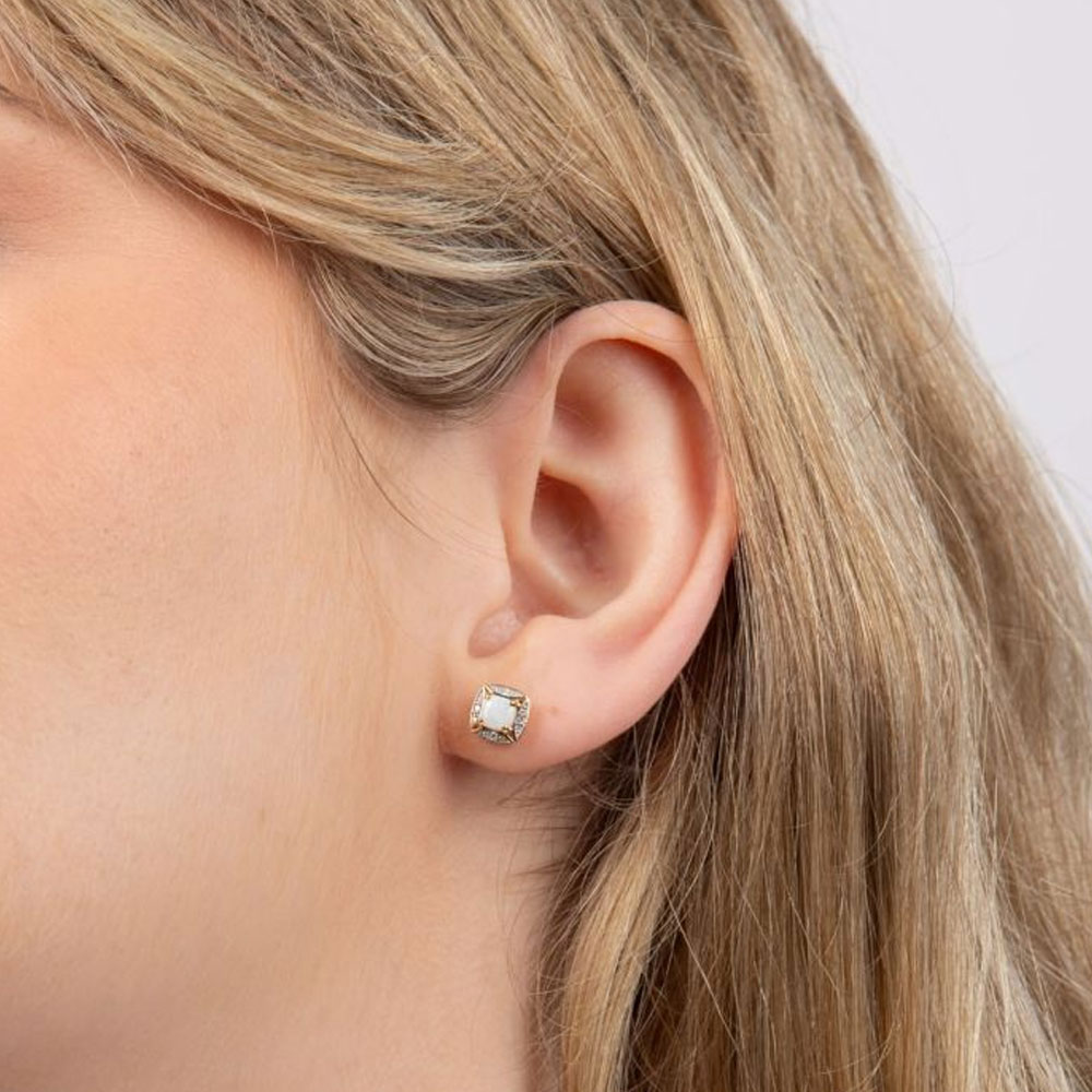 Opal and Diamond Earrings in 9ct Yellow Gold Earrings Opal and Diamond Earrings in 9ct Yellow Gold