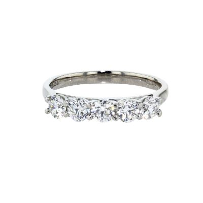 Dress Rings Platinum Five Stone Round Brilliant Diamond Ring