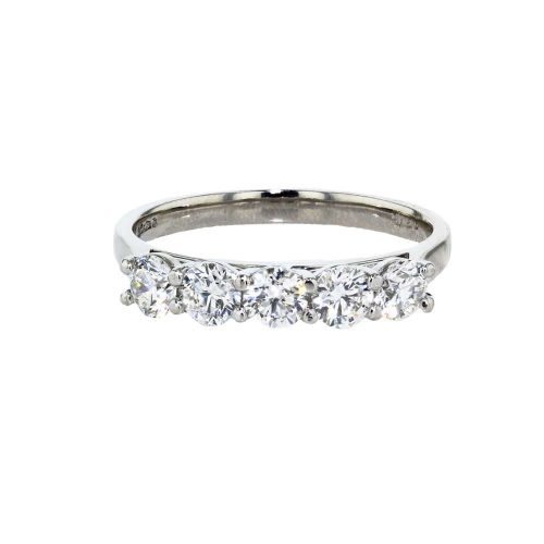 Rings Platinum Five Stone Round Brilliant Diamond Ring