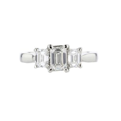 Diamond Rings 1.22ct Three Stone Emerald Cut Diamond Ring