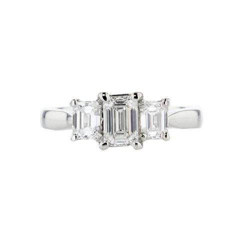 Engagement and Diamond Rings 1.22ct Three Stone Emerald Cut Diamond Ring