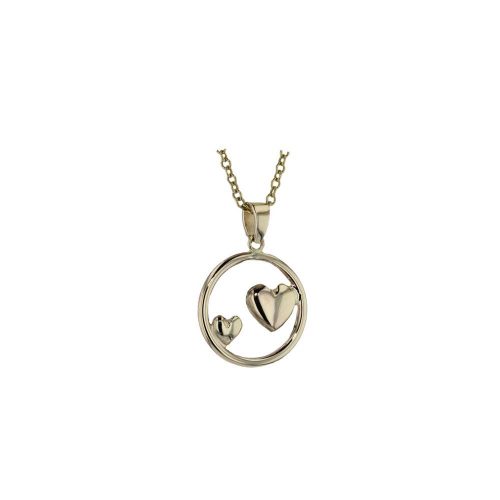 Jewellery Double Heart Pendant in 9ct Yellow Gold