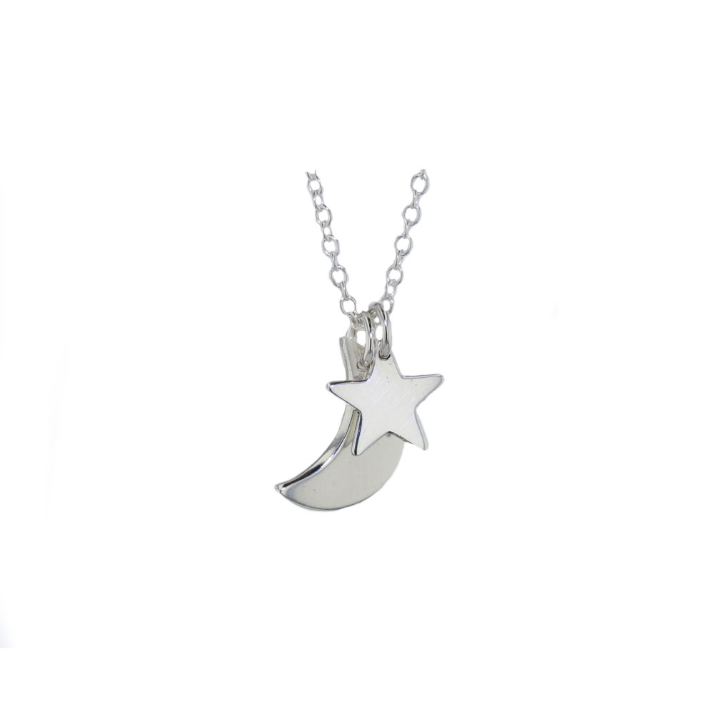Jewellery Moon and Star Pendant in Sterling Silver