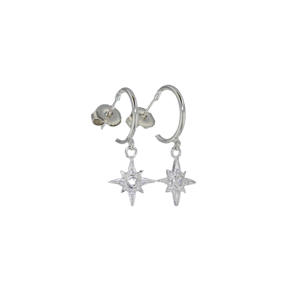 Lucky Star Hoop Earrings In Sterling Silver | LMJ | Wolf & Badger