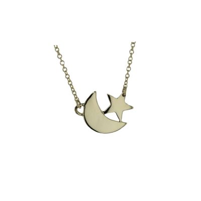 Jewellery Moon & Star Necklace in 9ct Yellow Gold