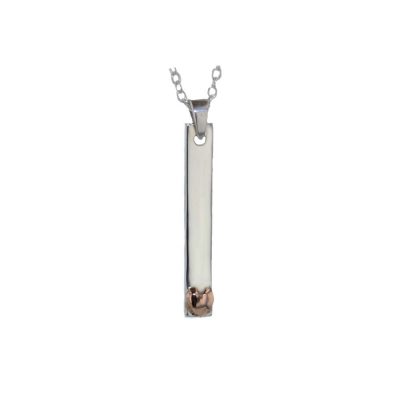 Jewellery Sterling Silver Ingot Pendant with Rose Gold Heart