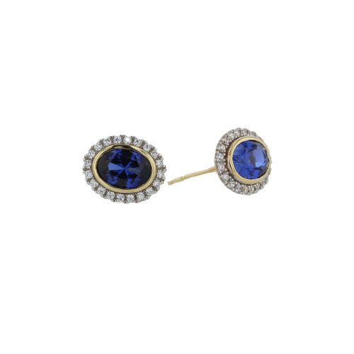 Jewellery 9ct Gold Sapphire Cluster Earrings