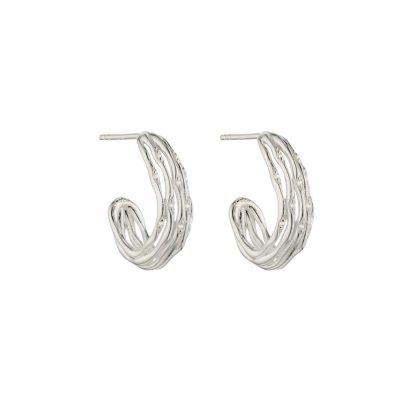 Jewellery Bamboo & CZ Silver Earrings
