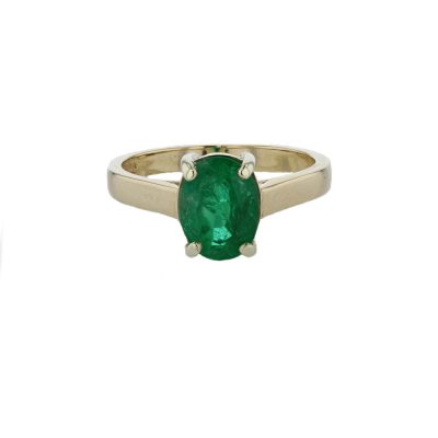 Dress Rings Natural 1.98ct Oval Emerald Ring