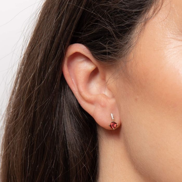 9ct Gold Garnet & Diamond Earrings Earrings 9ct Gold Garnet & Diamond Earrings