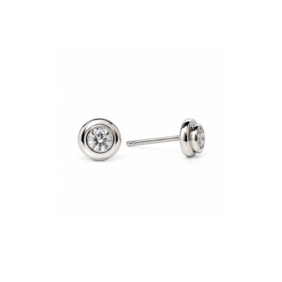 9ct White Gold Bezel set 0.50ct Diamond Earrings
