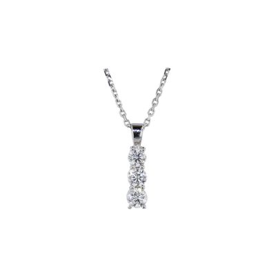 Jewellery 3 Stone Diamond Pendant in 18ct. White Gold