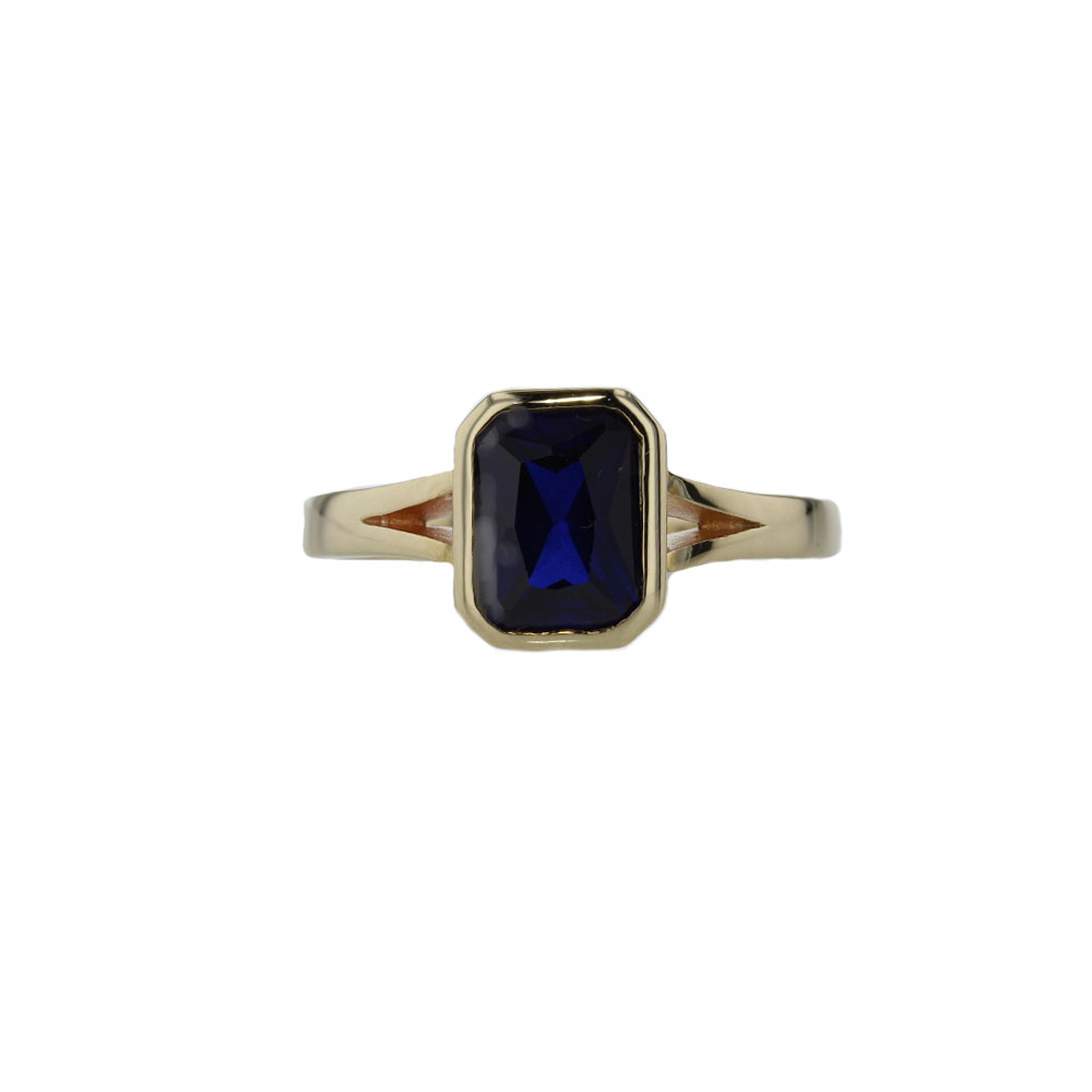 Dress Rings Emerald Cut Sapphire Ring with Split Band