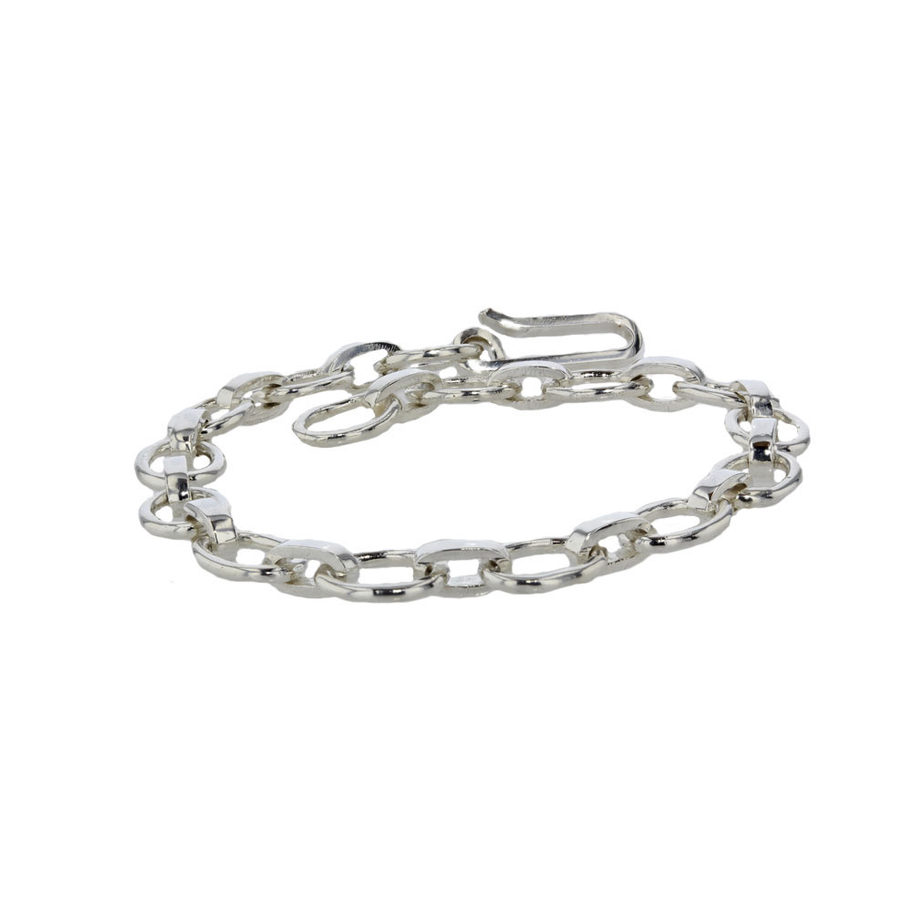 Bracelets Handmade Sterling Silver Bracelet with Oval & Flat Links