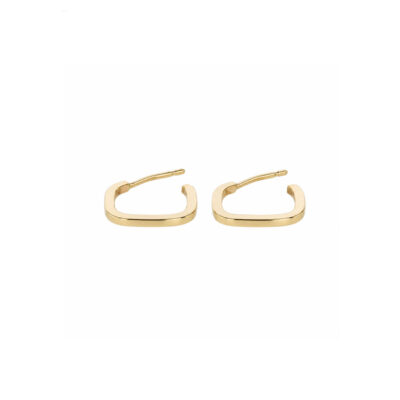 9ct Yellow Gold Handmade Square Hoop Earrings