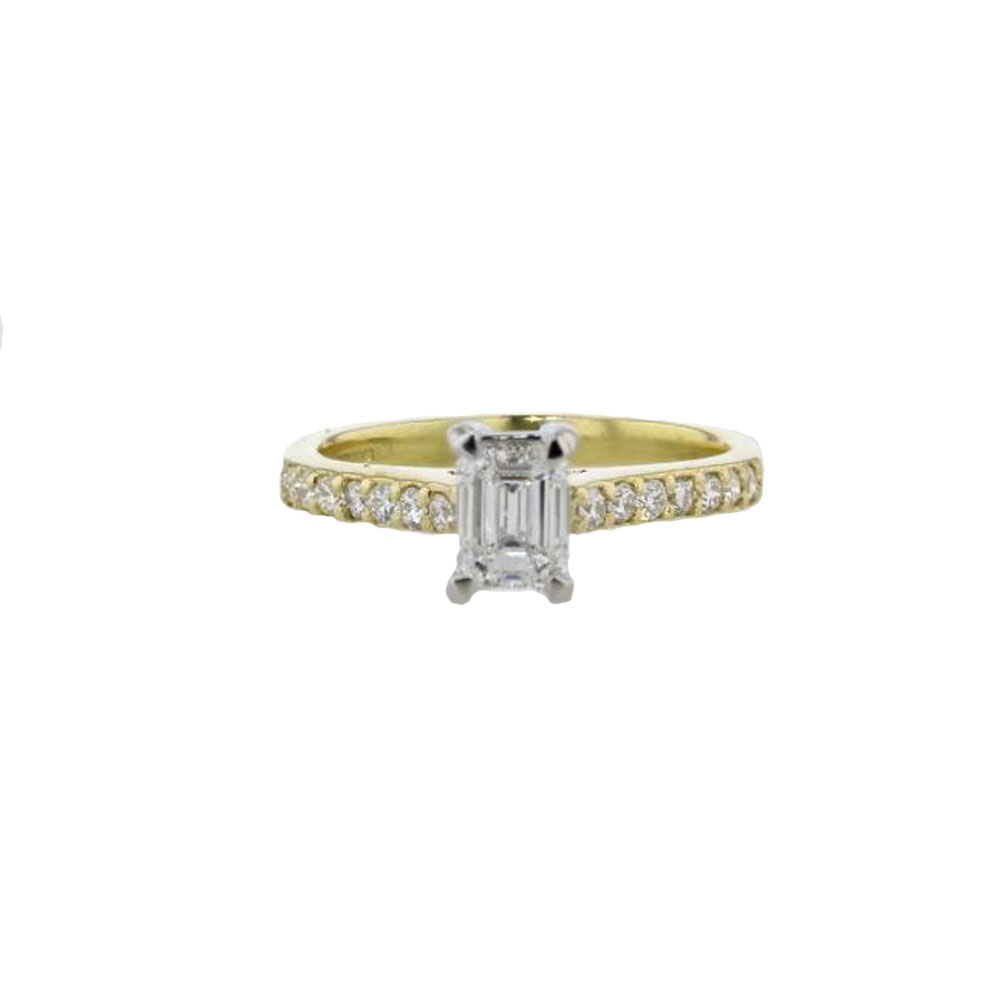 Diamond Rings Emerald Cut Diamond Ring set in 18ct Yellow Gold