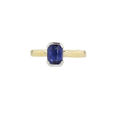 Diamond Rings Cushion Shaped Sapphire Ring in 18ct Yellow Gold